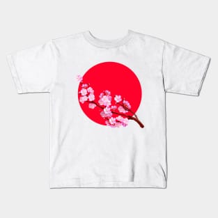 Sakura blossom on the background of the Japanese flag. Kids T-Shirt